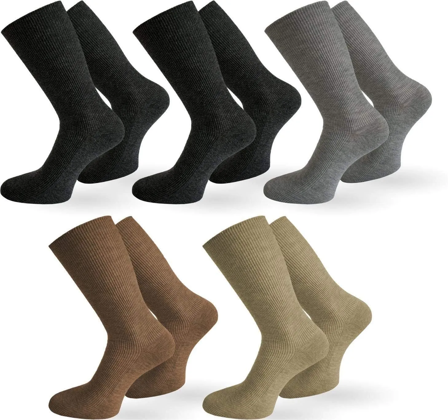 10 Pairs of Men's Diabetic-Friendly Health Socks - Designed Without Rubber for Added Comfort