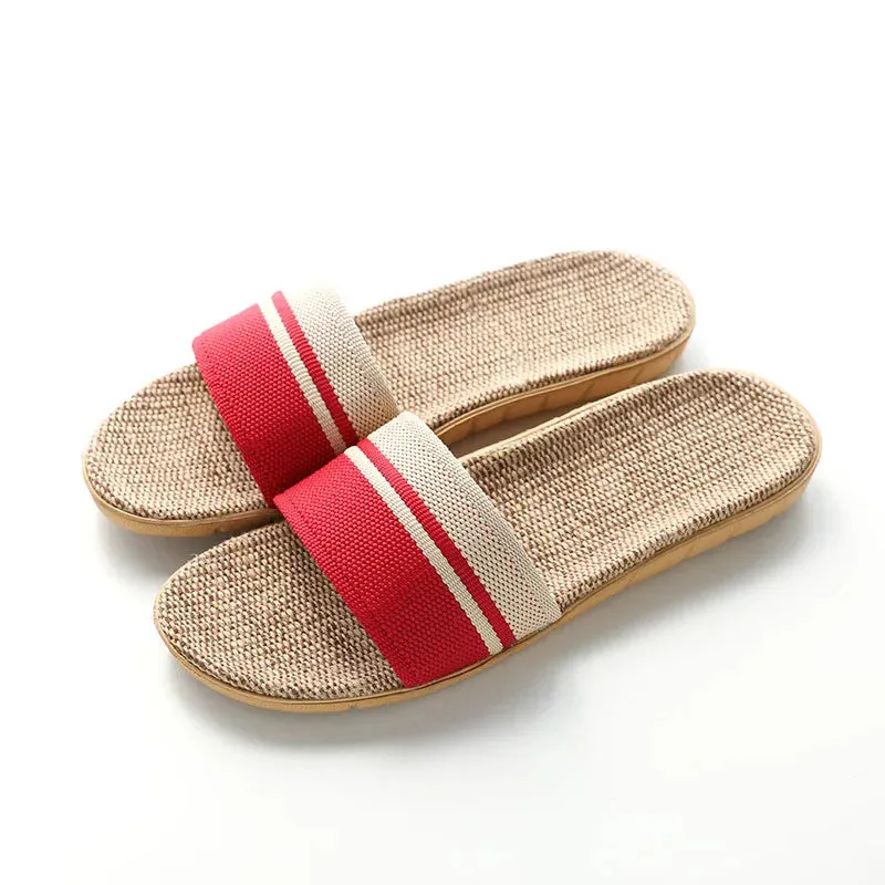 36-45 Plus Size Women'S Slippers Flat Sandals Linen Lightweight Casual Summer Slippers Women For Home Free Shipping