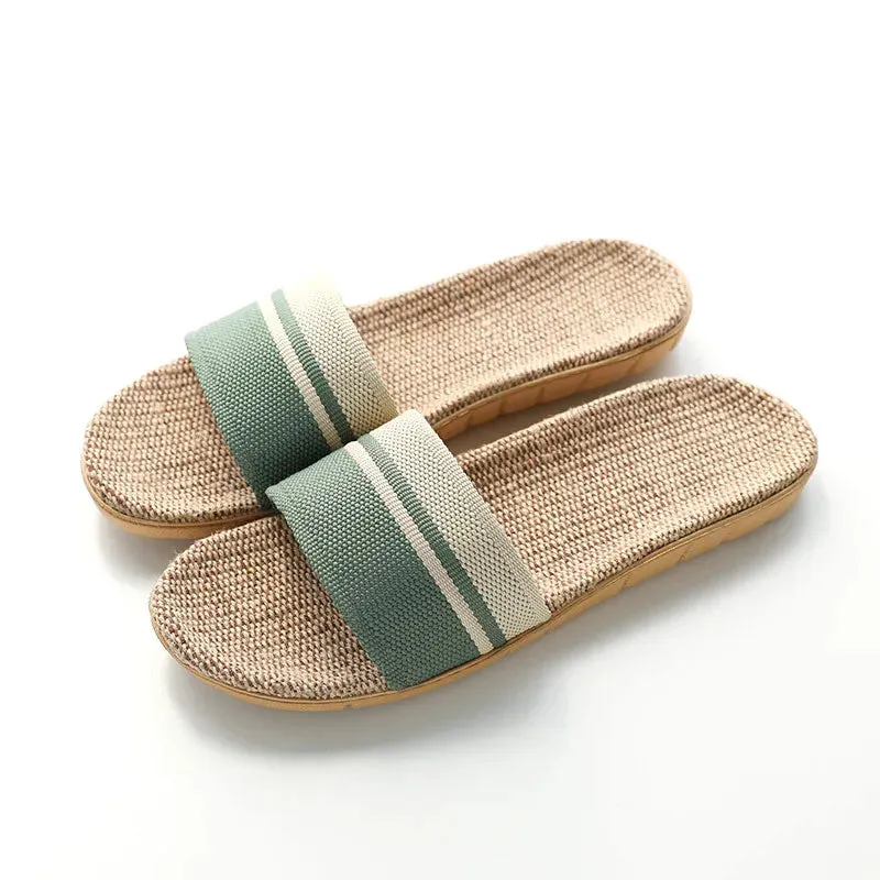 36-45 Plus Size Women'S Slippers Flat Sandals Linen Lightweight Casual Summer Slippers Women For Home Free Shipping