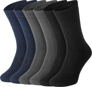 9 Pairs Mens Heavy Duty Winter Hiking Thermal Cotton Crew Work Socks - Black / Navy / Charcoal