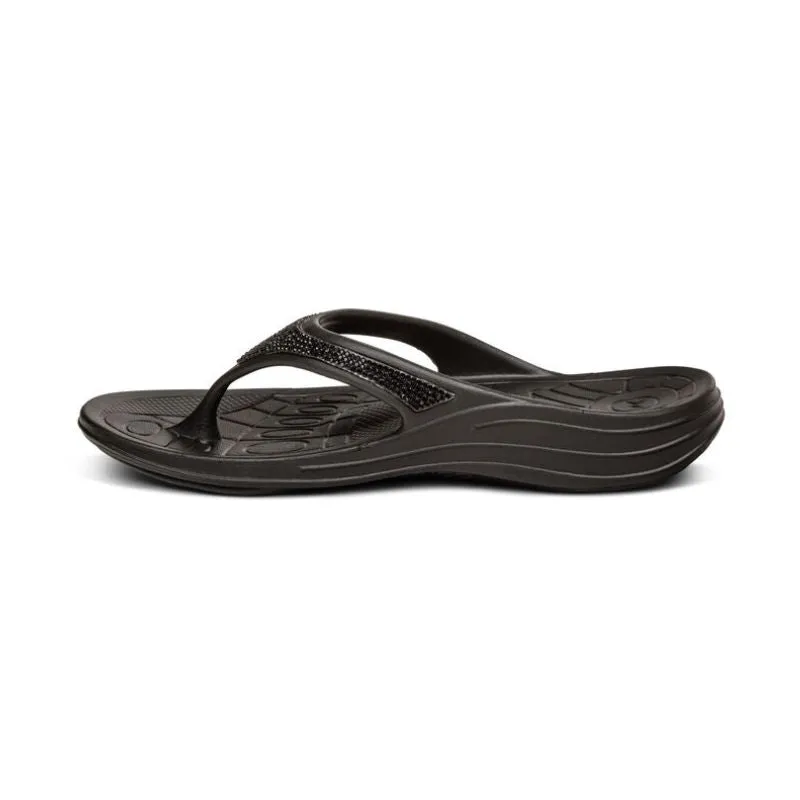 Aetrex Fiji Sparkle Black Women's Flips