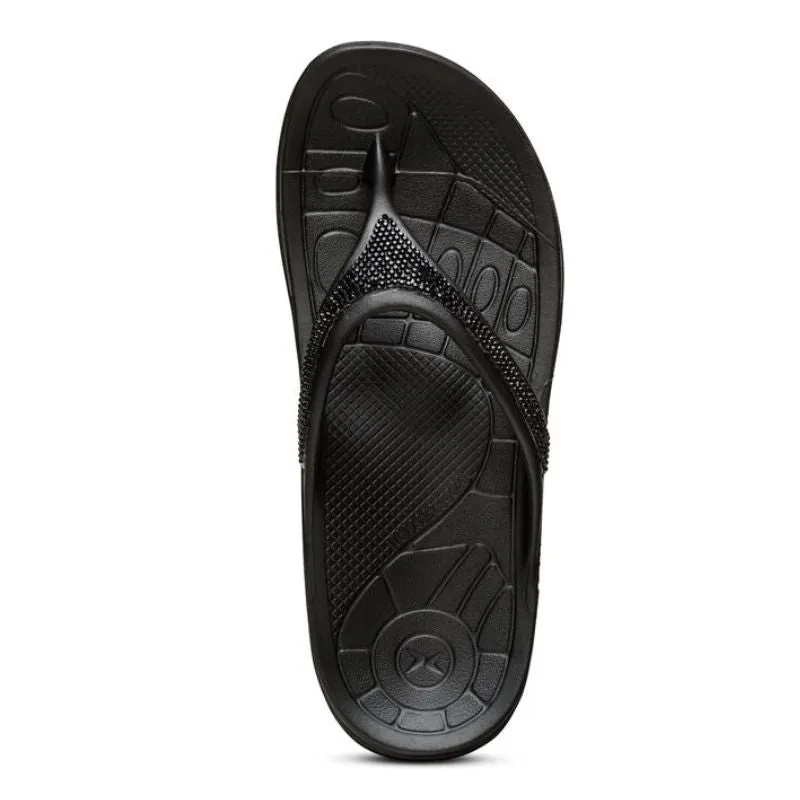 Aetrex Fiji Sparkle Black Women's Flips