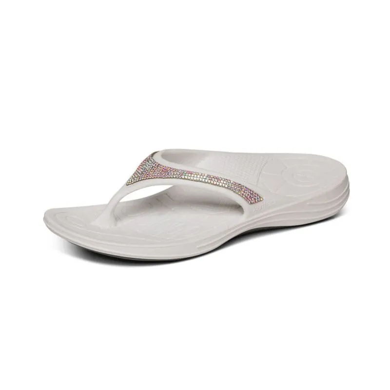 Aetrex Fiji Sparkle White Women's Flips