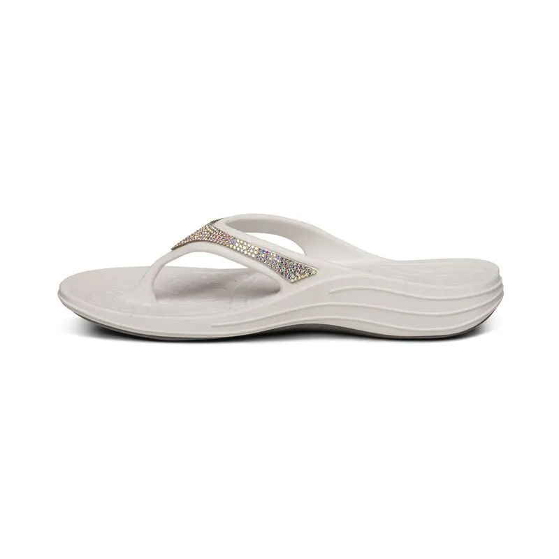 Aetrex Fiji Sparkle White Women's Flips