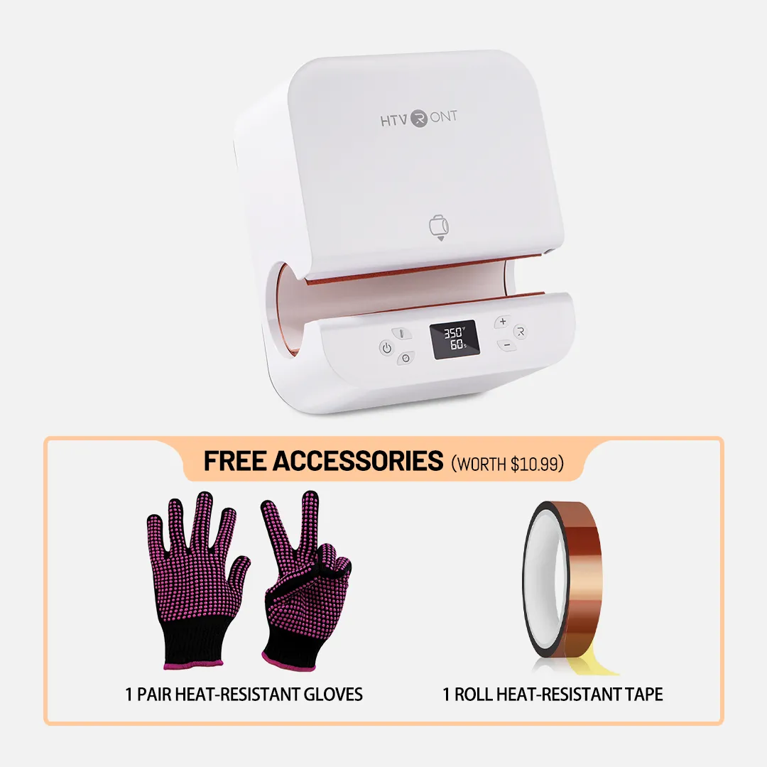 [All in bundle]HTVRONT Auto Tumbler Mini3 Heat Press Machine all in Bundle(Multicolor HTV*46 Sumblimation Paper*25 Glasses 16oz*4 Transfer paper*10 PTFE Teflon Sheet Heat Press Mat Cutting Mat Weeding Tools≥123＄)