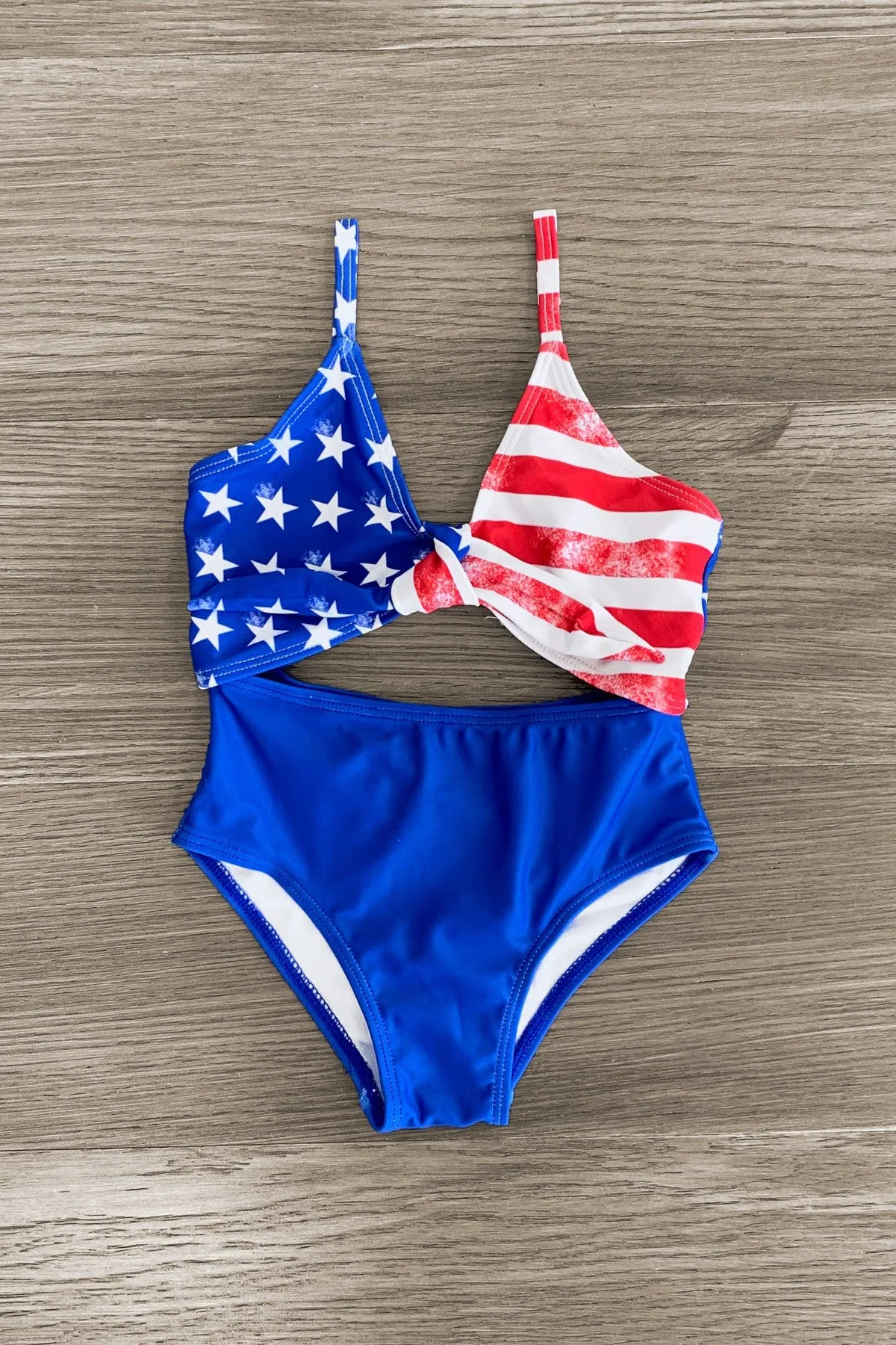 American Flag Cut Out One Piece Swimsuit