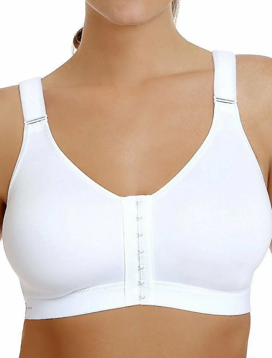 Anita Firm Support Front Closure Sports Bra, White | White Front Closure Sports Bras | Front Fastening Sports Bras