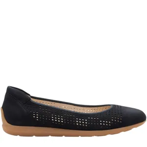 Ara Women's Sarah Perf Comfort Ballet Flat Navy Nubuck