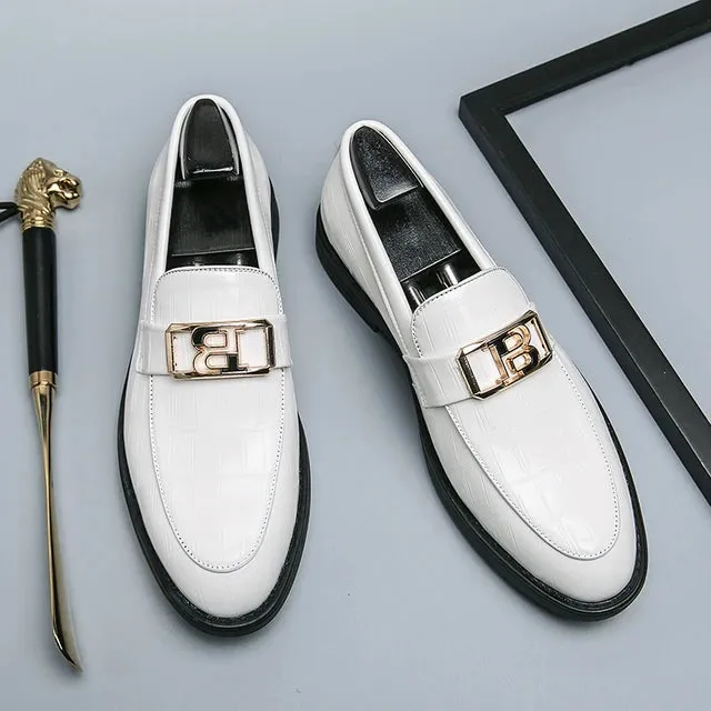 B Letter Appliques Patent Leather Loafers