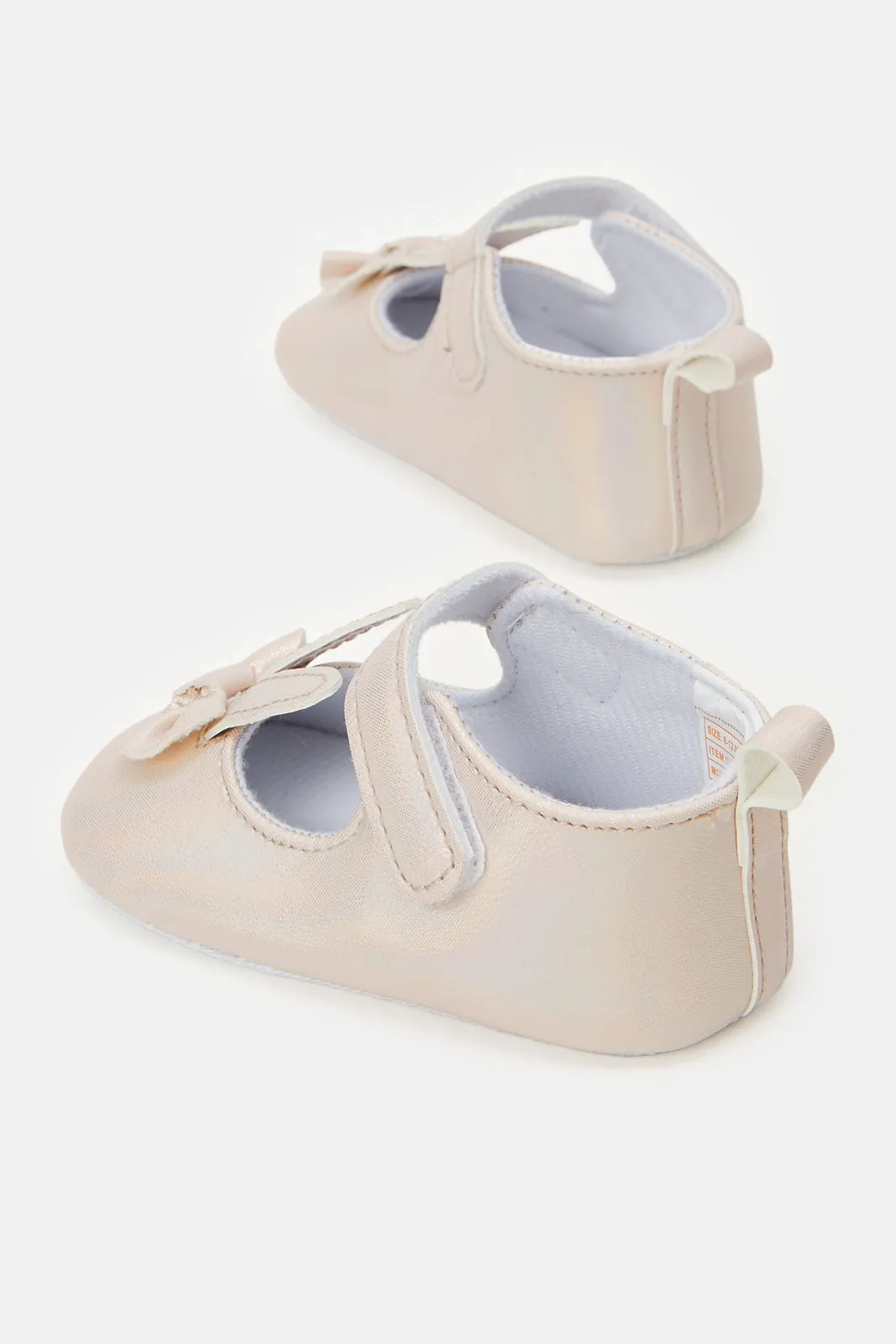 Baby Pink Bow Pram Shoes