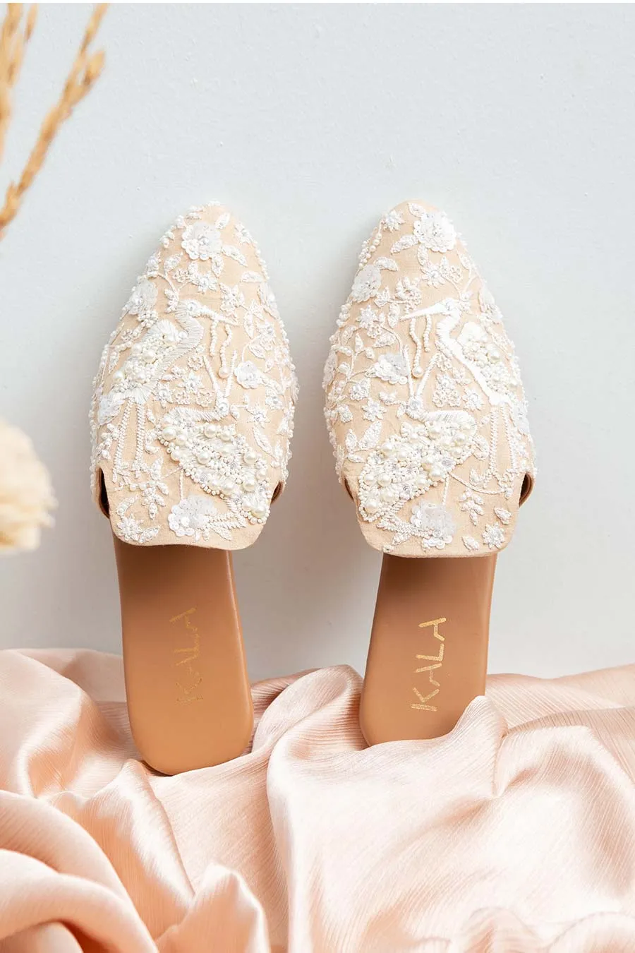 Beige Dreams Embroidered Mules