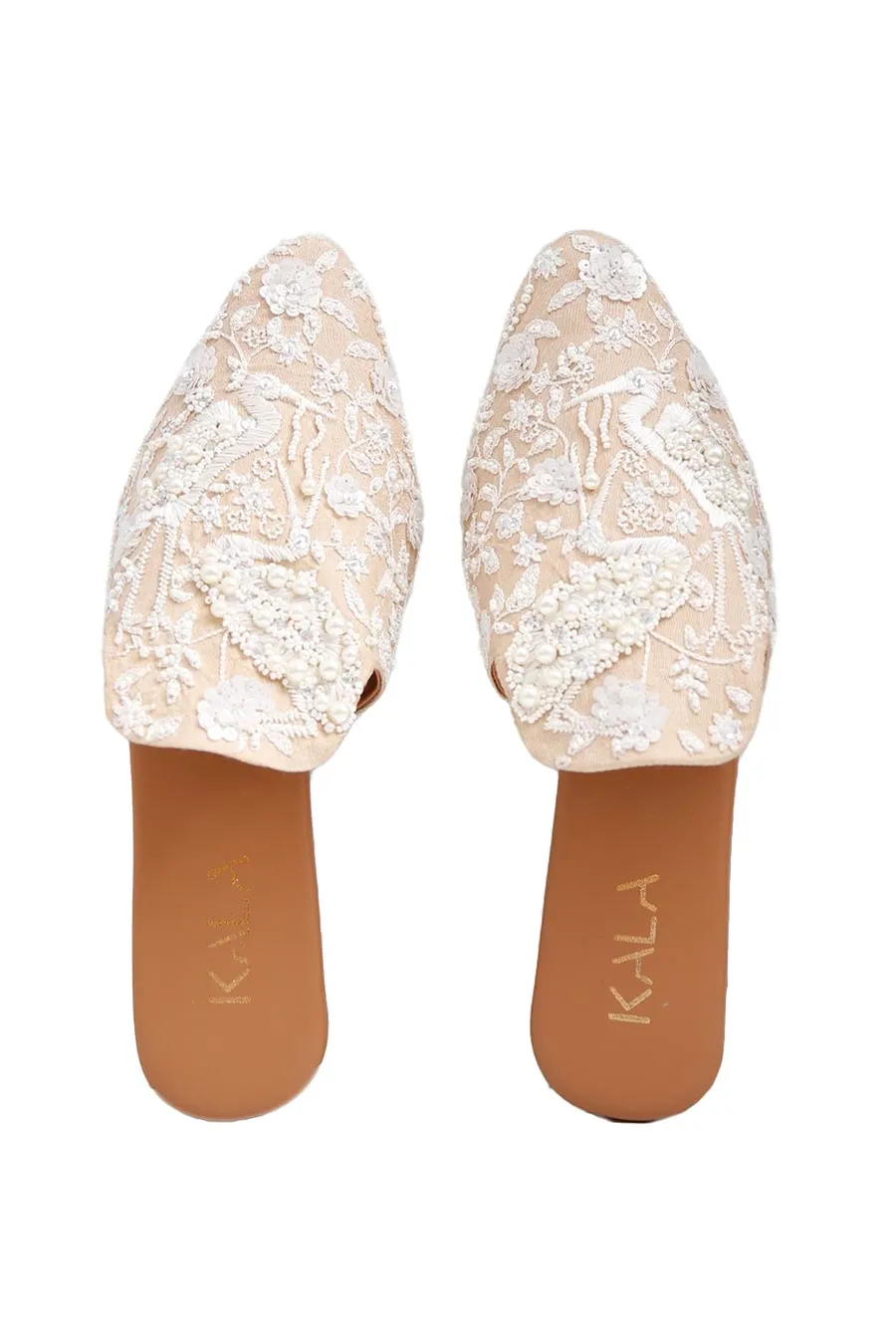 Beige Dreams Embroidered Mules