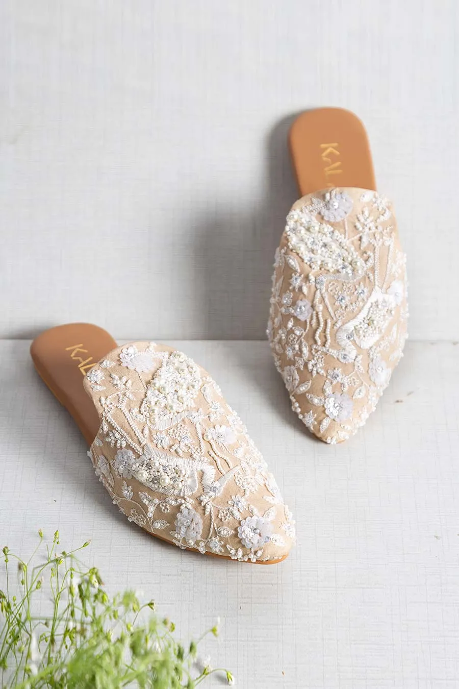 Beige Dreams Embroidered Mules