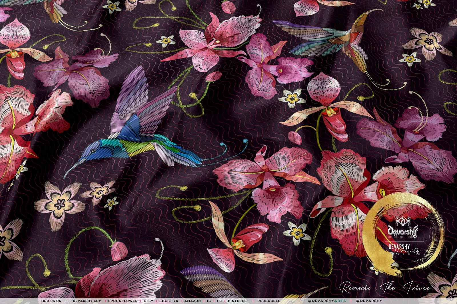 Birds and Florals Upholstery Fabric 3meters 4 Colors & 12 Fabric Options Floral Furnishing Fabrics By the Yard | D20041