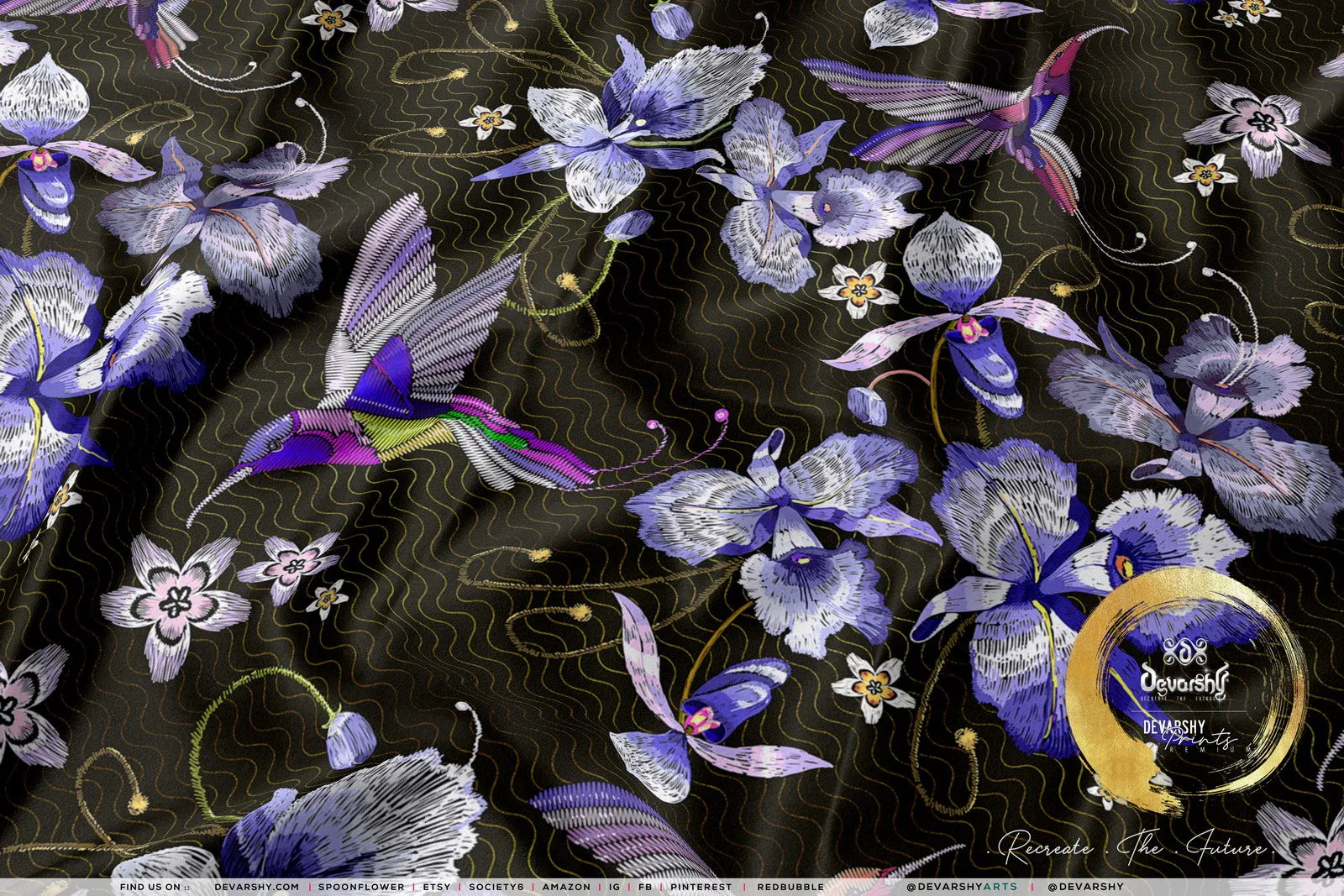 Birds and Florals Upholstery Fabric 3meters 4 Colors & 12 Fabric Options Floral Furnishing Fabrics By the Yard | D20041