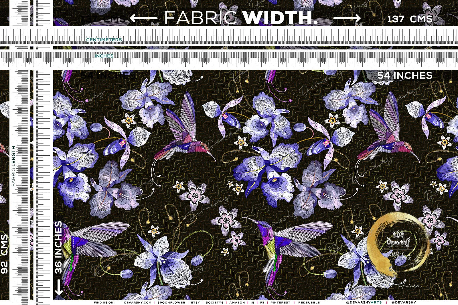 Birds and Florals Upholstery Fabric 3meters 4 Colors & 12 Fabric Options Floral Furnishing Fabrics By the Yard | D20041