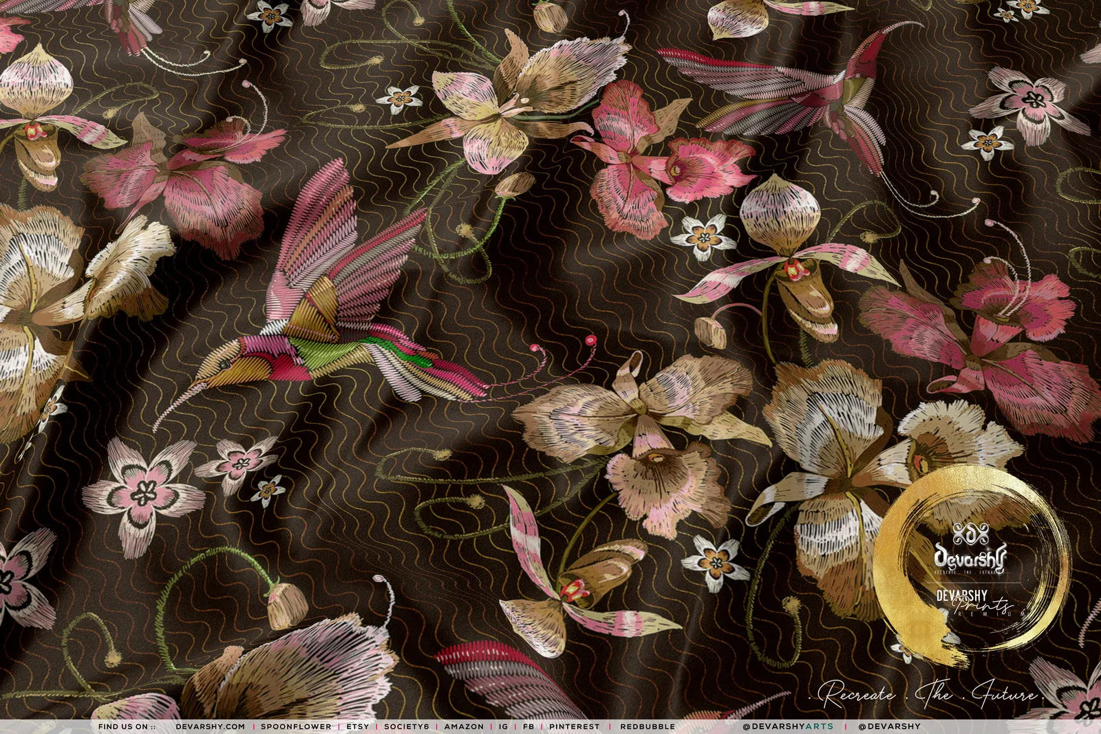 Birds and Florals Upholstery Fabric 3meters 4 Colors & 12 Fabric Options Floral Furnishing Fabrics By the Yard | D20041