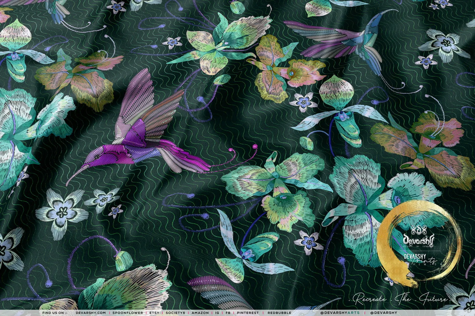 Birds and Florals Upholstery Fabric 3meters 4 Colors & 12 Fabric Options Floral Furnishing Fabrics By the Yard | D20041