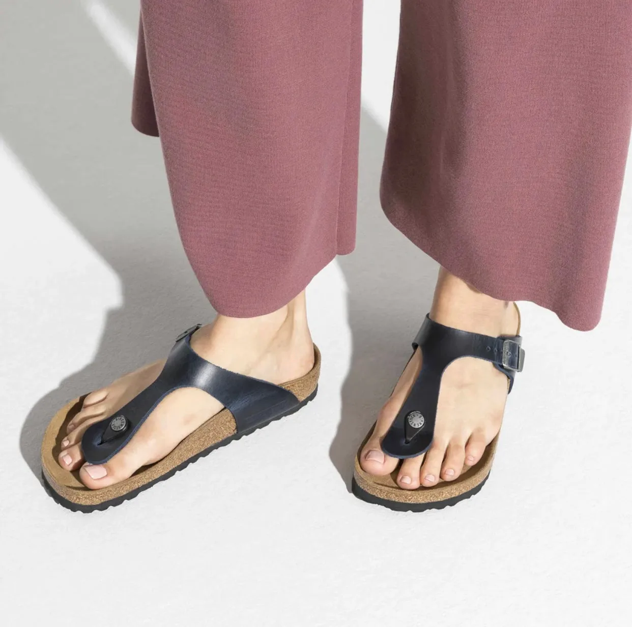 Birkenstock Gizeh Blue Oiled Leather Made In Germany