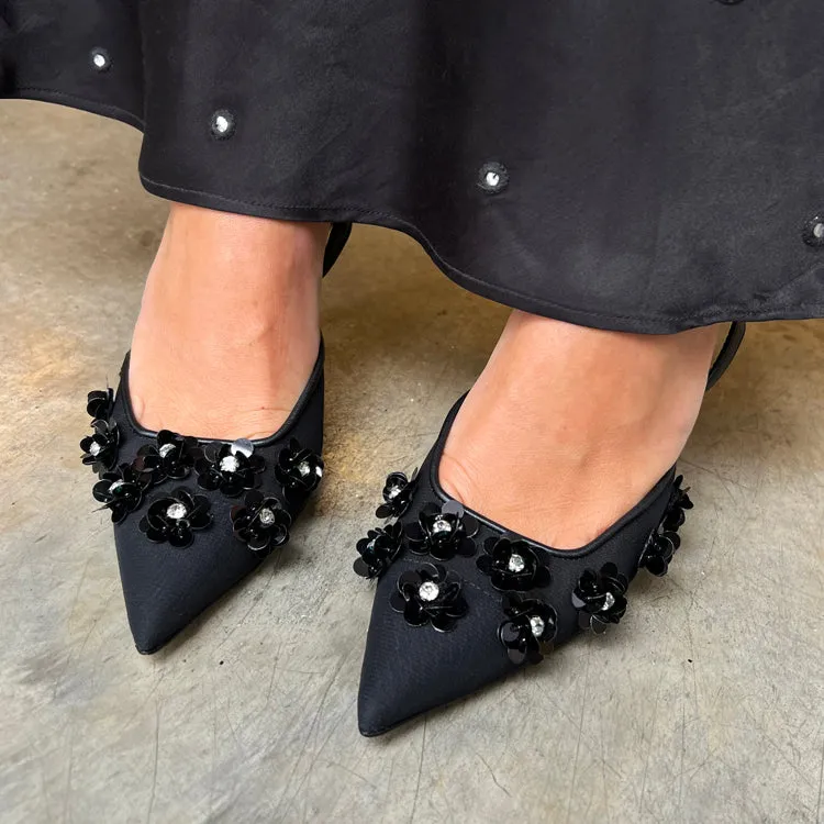 Black Bead Bimba Slingback Shoes