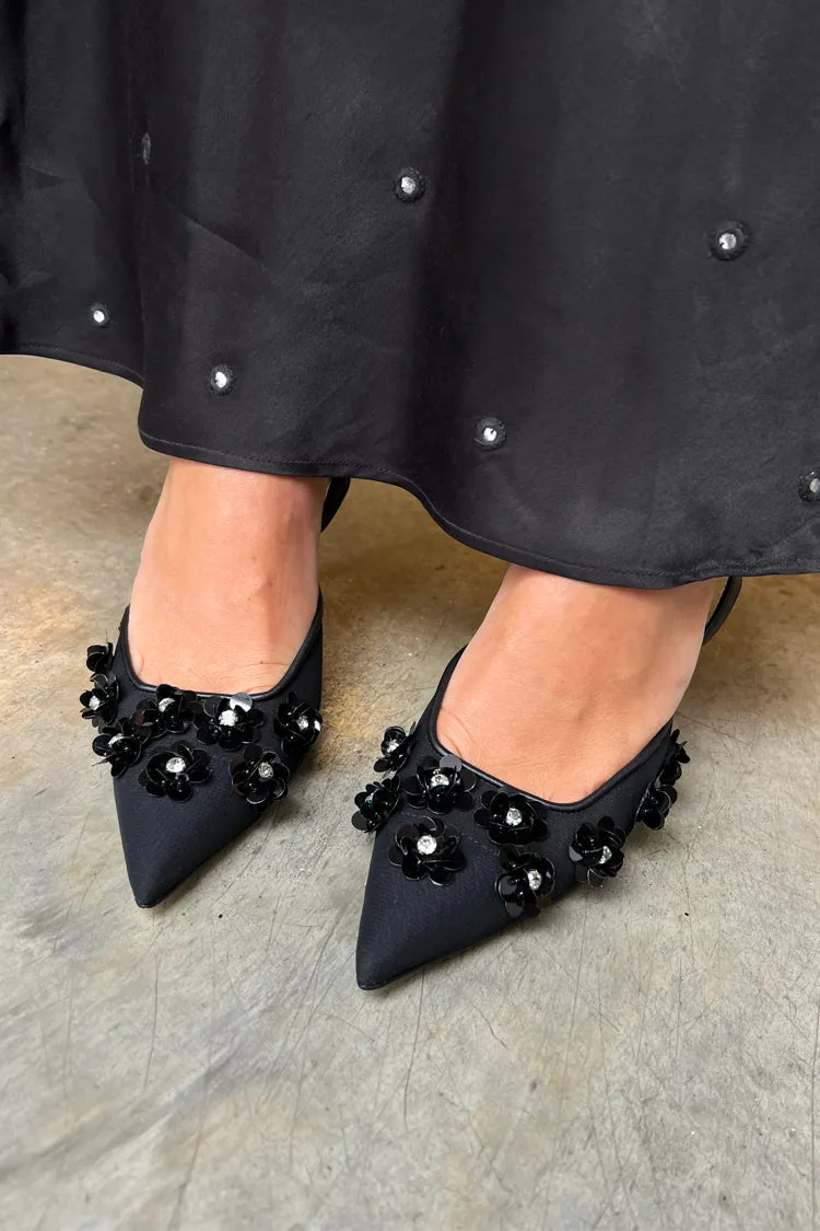 Black Bead Bimba Slingback Shoes