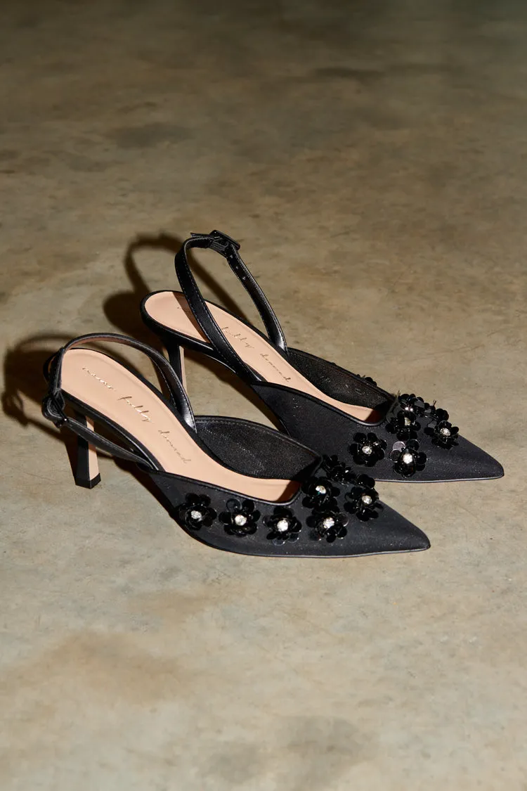 Black Bead Bimba Slingback Shoes