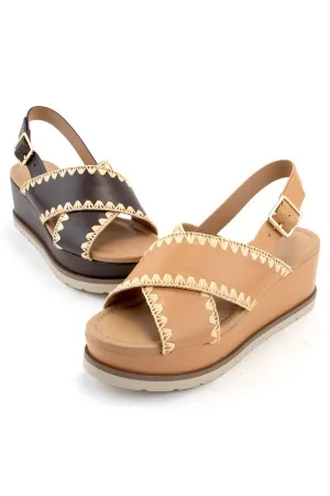 Blanket Stitching Cross Strap Sandal