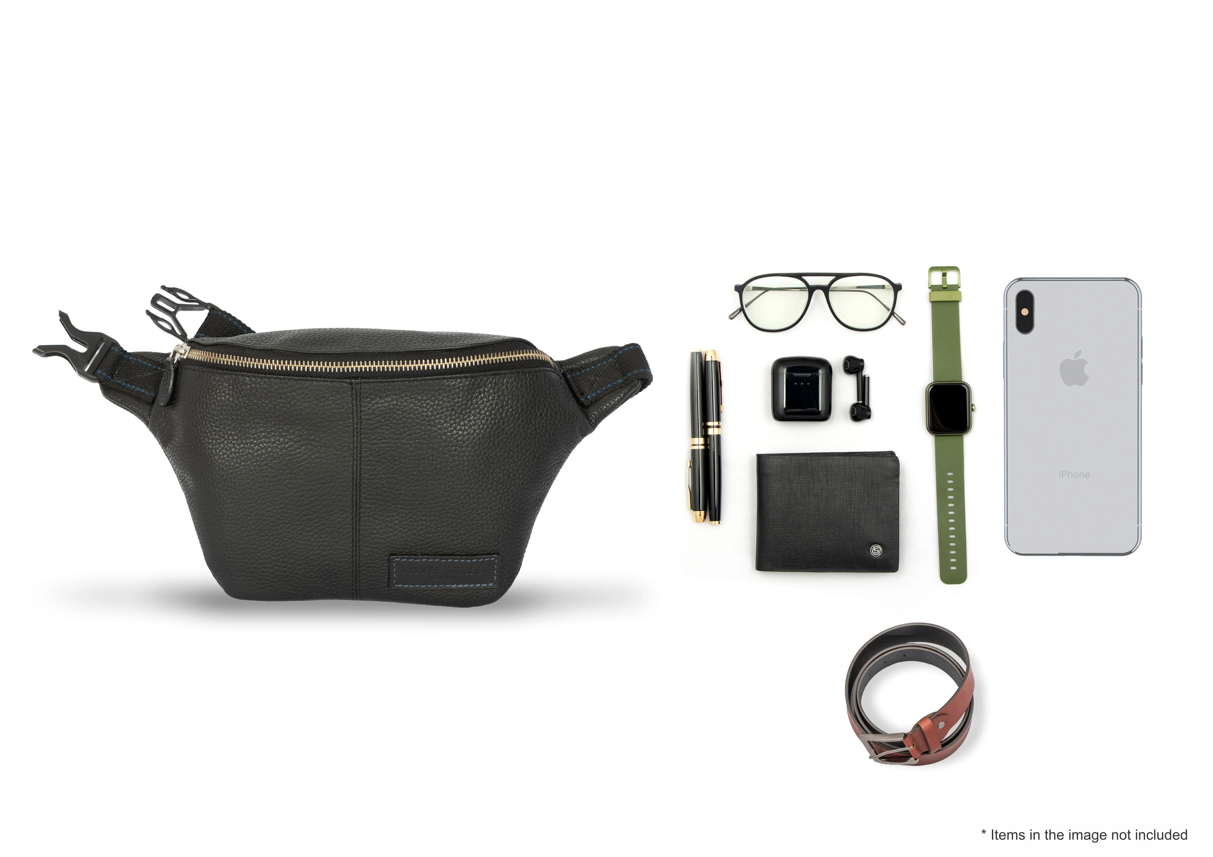 Boston Leather Bumbag - Black