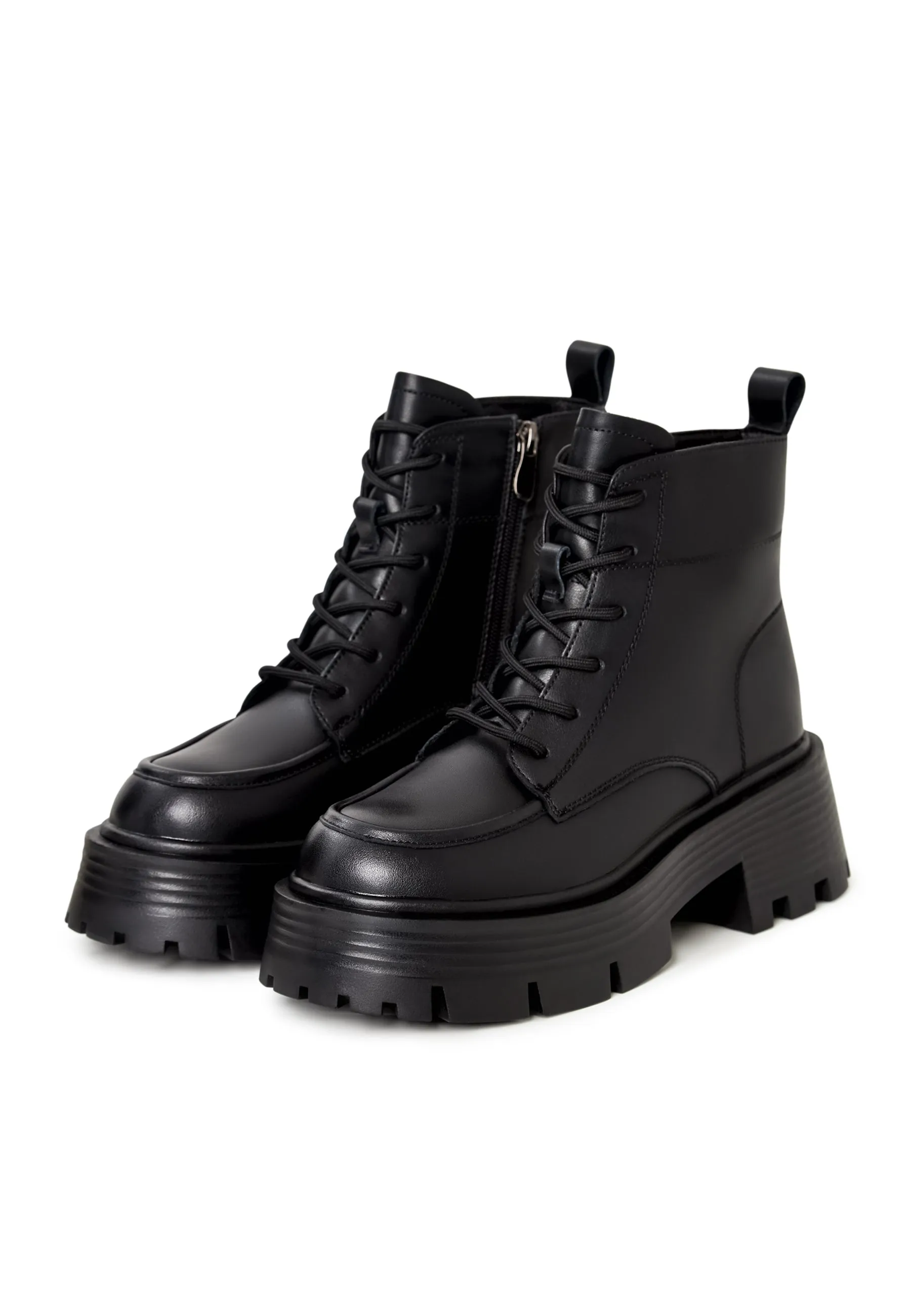 Casual Platform Ankle Boots - Black