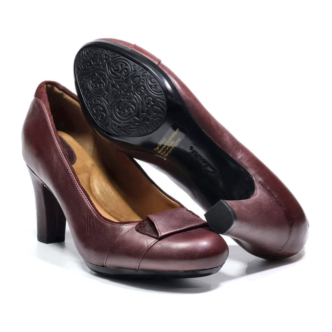 Clarks High-Heel Shoes Fabric Maroon Colour For Women