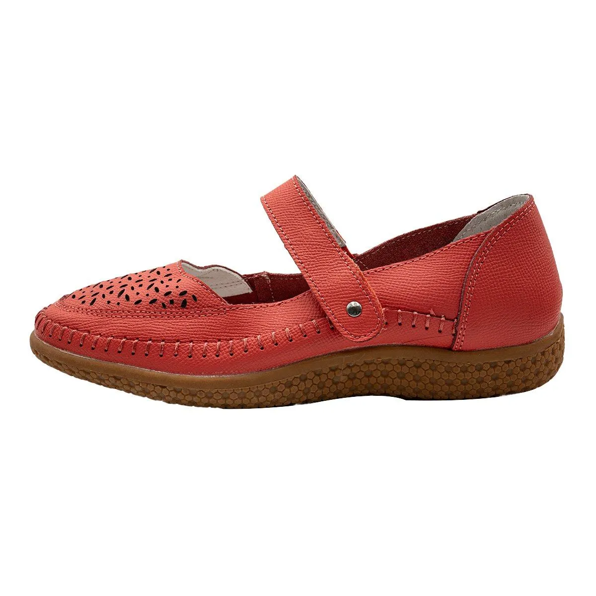 Damart Casual Ballerinas Leather Orange Colour For Women