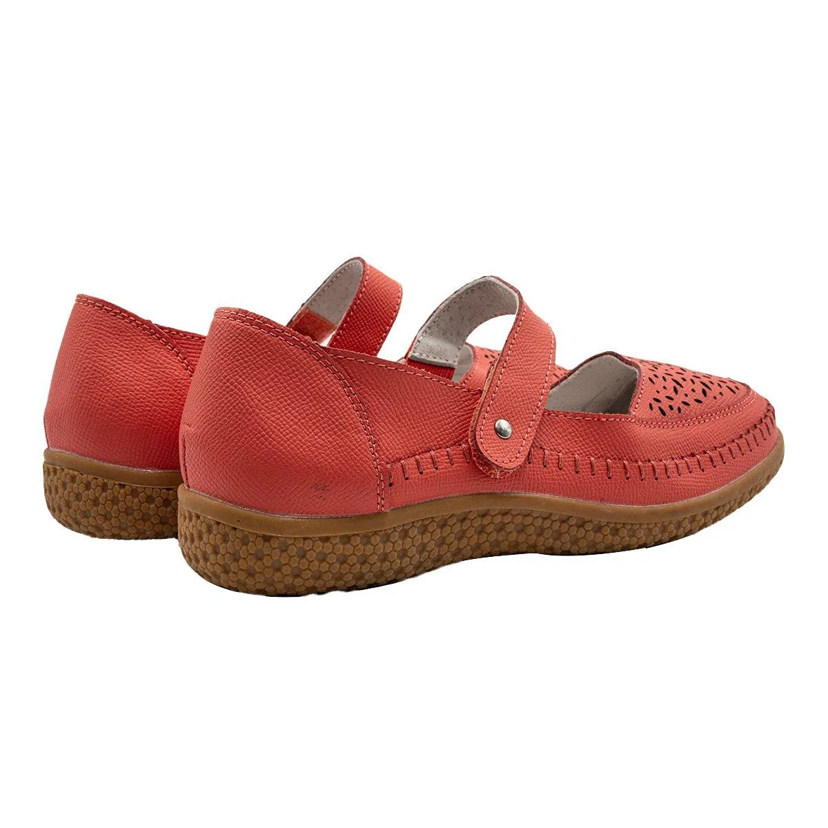 Damart Casual Ballerinas Leather Orange Colour For Women