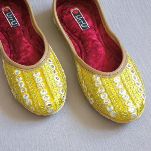 Divya - Yellow Ballerina Jutti Shoes