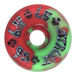 DogTown K-9 80s Street Wheels - 57mm x 95a - Red / Green Swirl