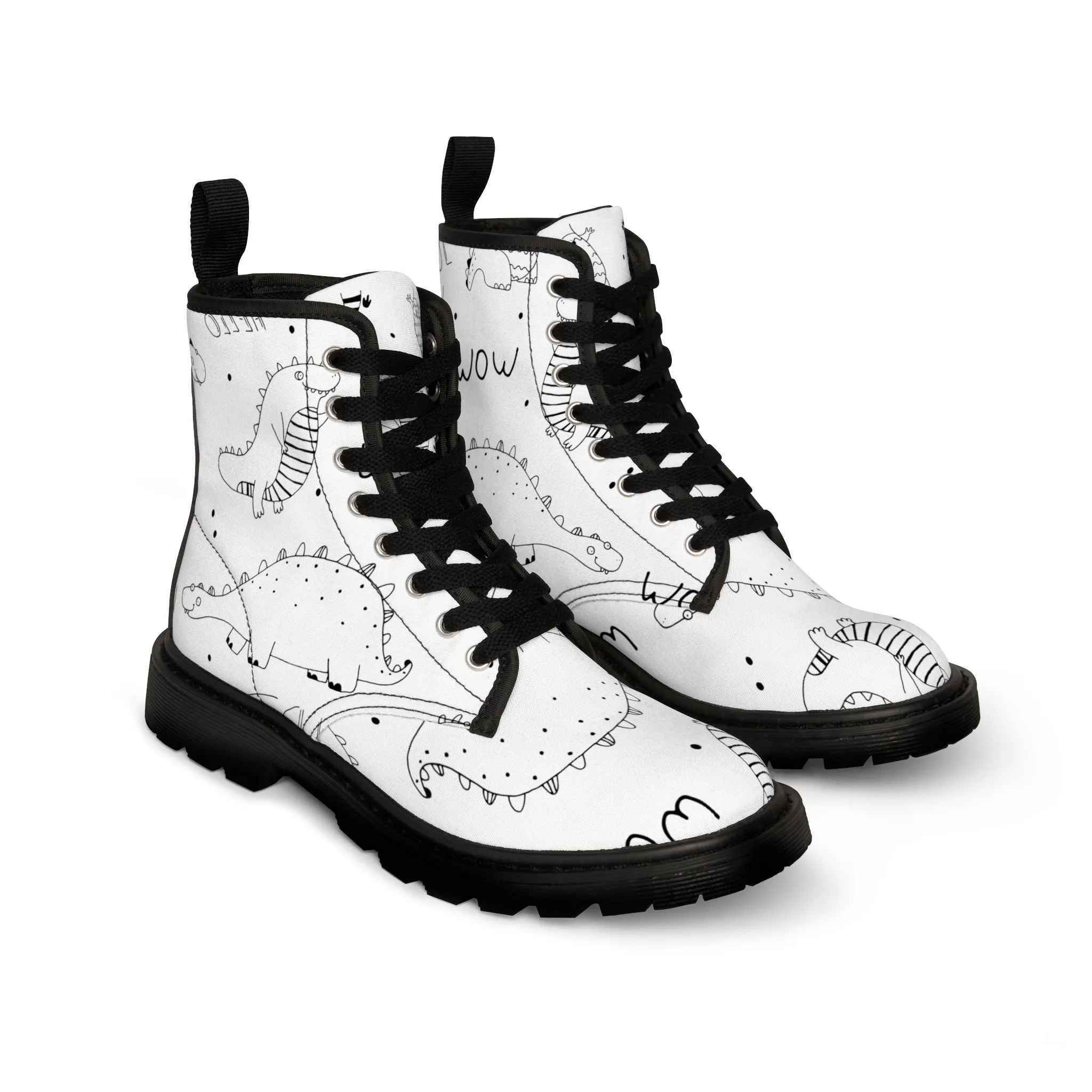 Doodle Dinosours - Inovax Woman's Canvas Boots