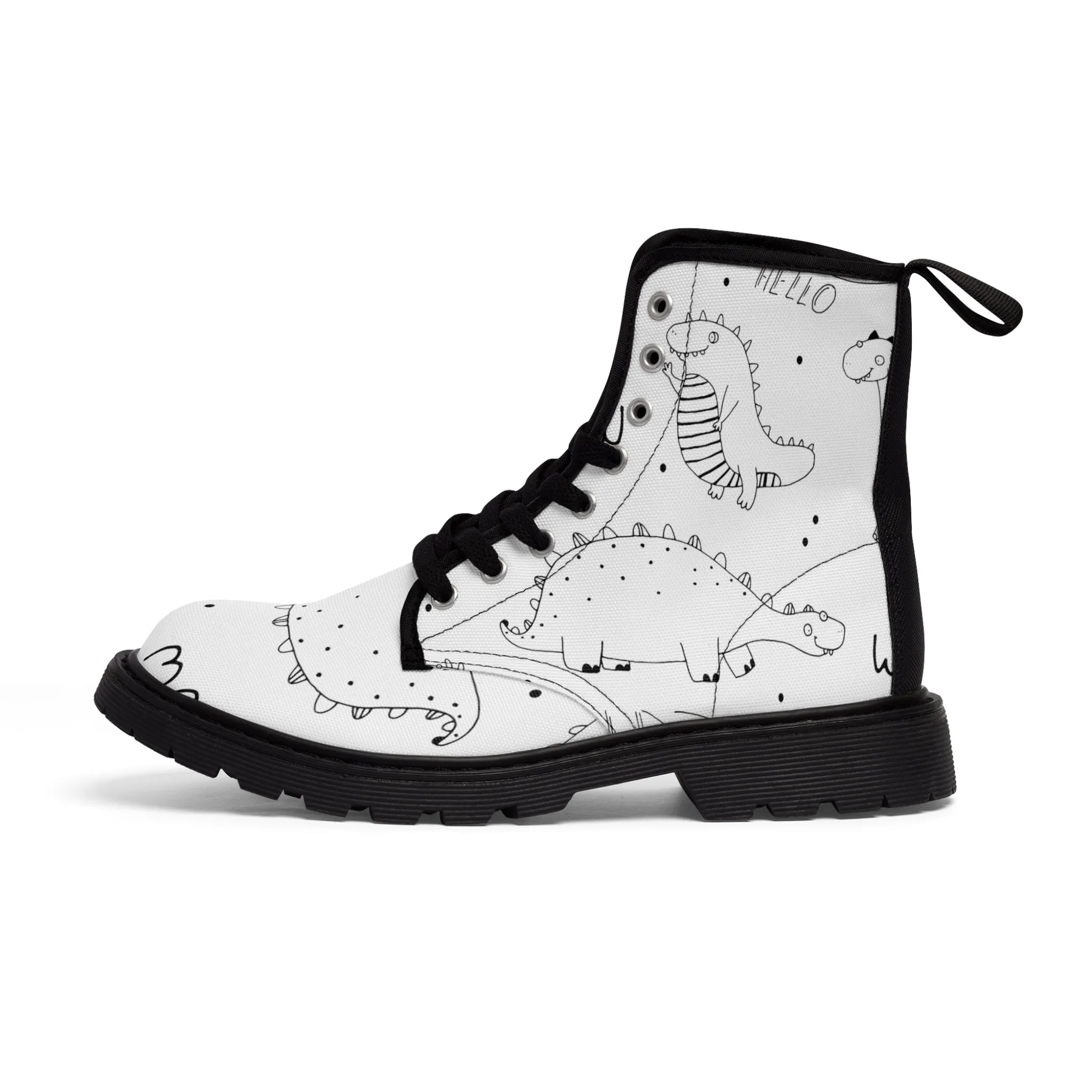 Doodle Dinosours - Inovax Woman's Canvas Boots