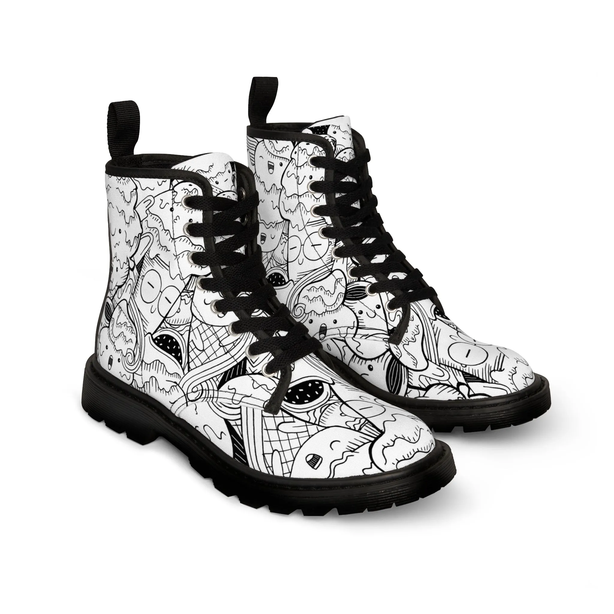 Doodle Icecream - Inovax Woman's Canvas Boots