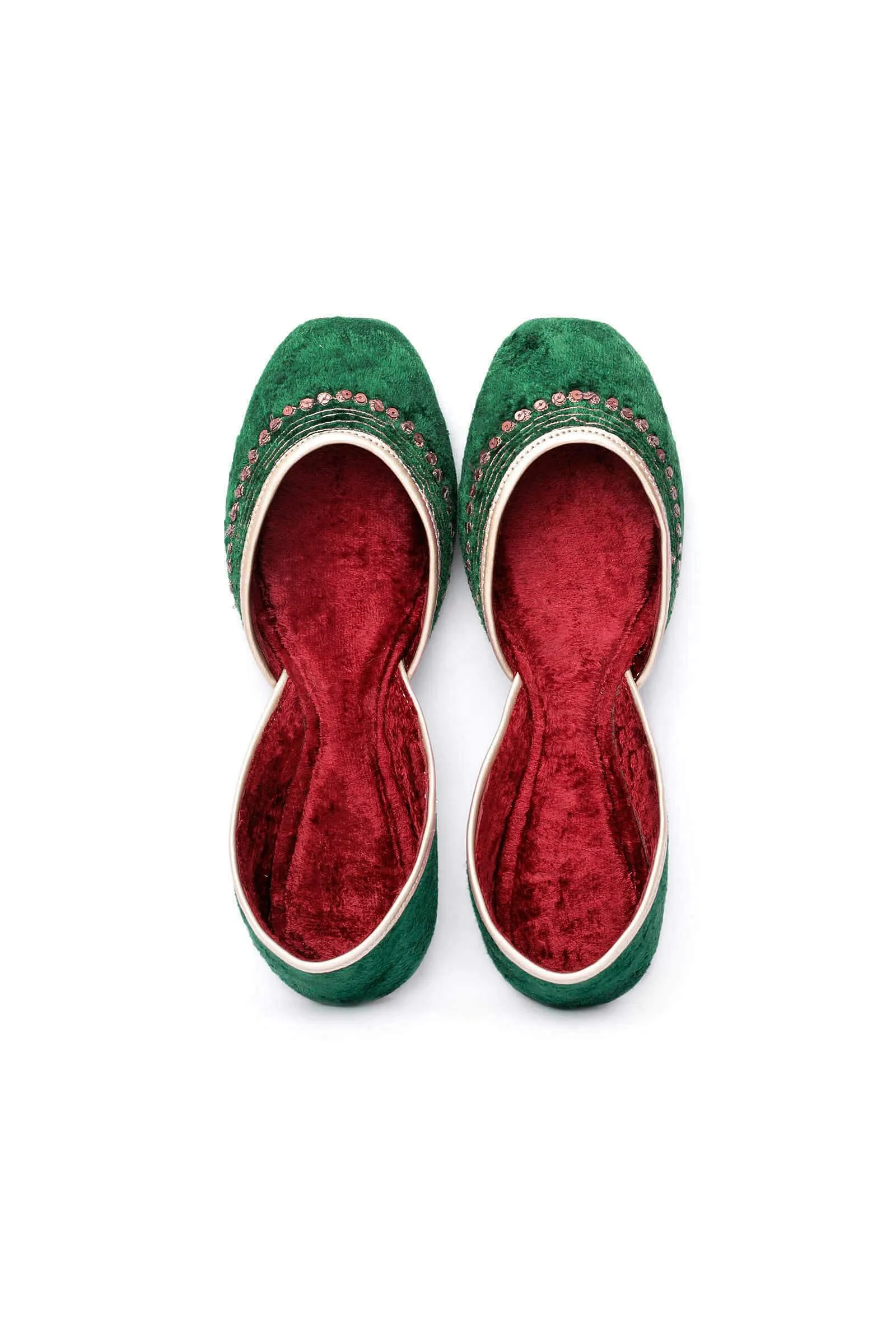 Emerald Contrast Velvet Jutti