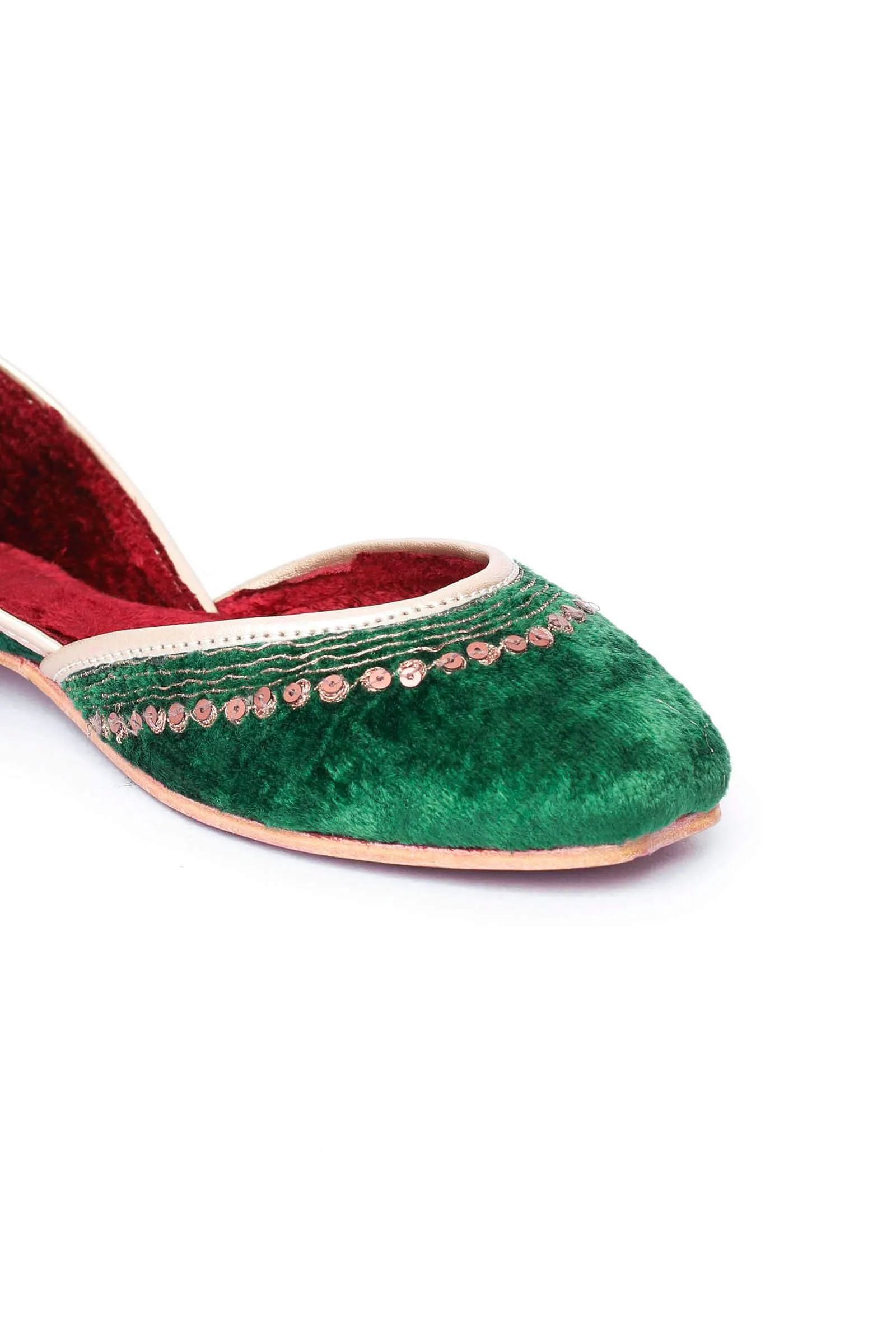 Emerald Contrast Velvet Jutti