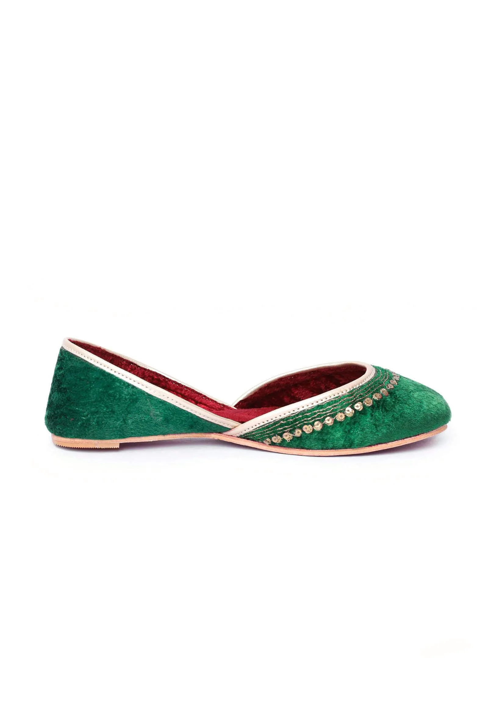 Emerald Contrast Velvet Jutti