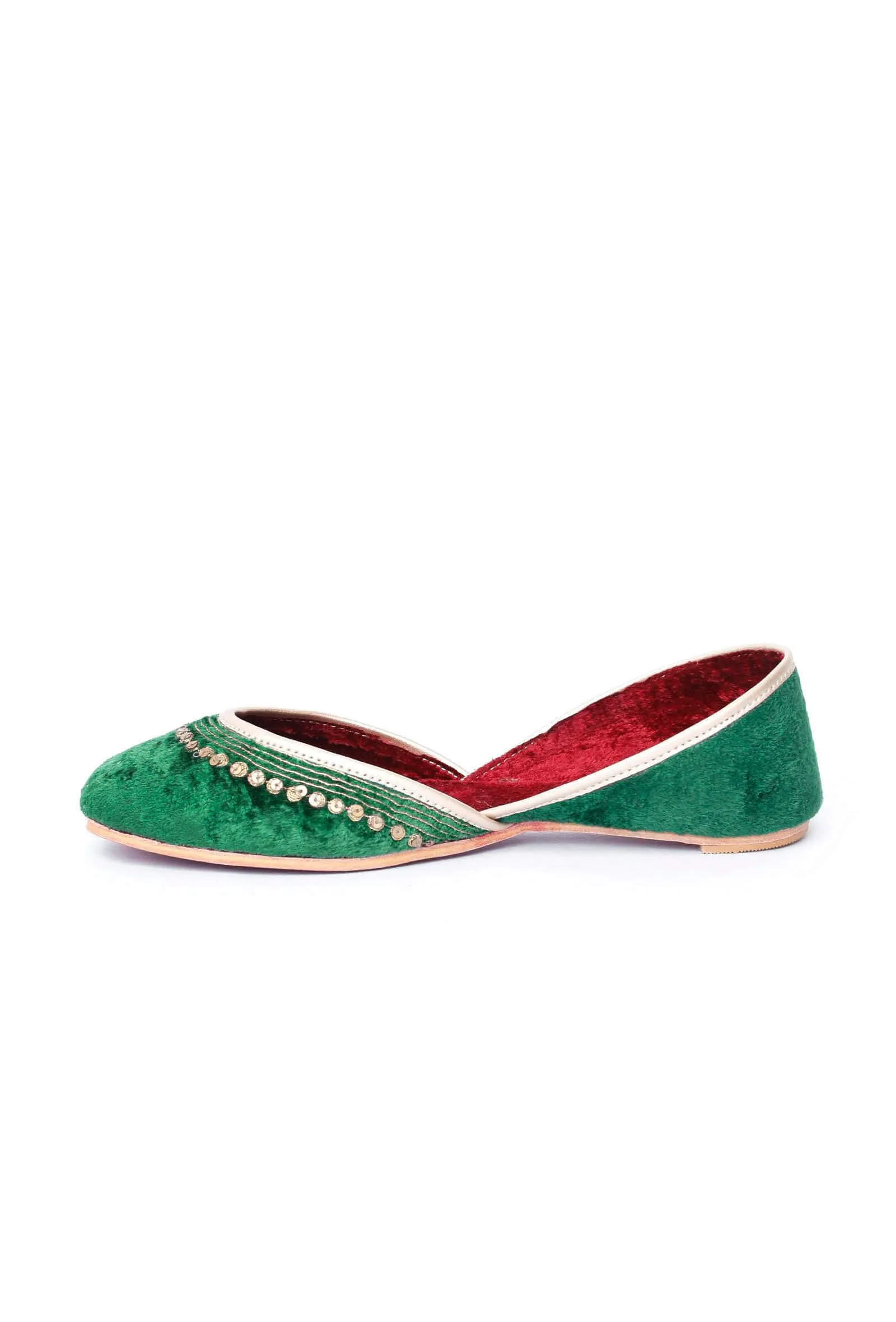 Emerald Contrast Velvet Jutti