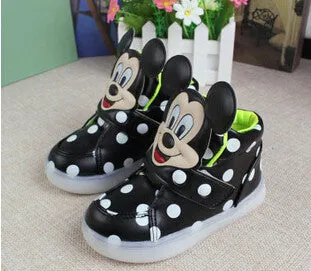 Fashion boys girls luminous sneaker Minnie children flashing kids led lighting child casual shoes