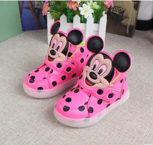 Fashion boys girls luminous sneaker Minnie children flashing kids led lighting child casual shoes