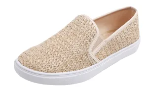 Feversole Women's Raffia Beige Slip On Sneaker Casual Flat Loafers