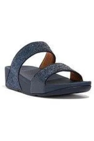 Fitflop Lulu Glitter Slides in Midnight Navy