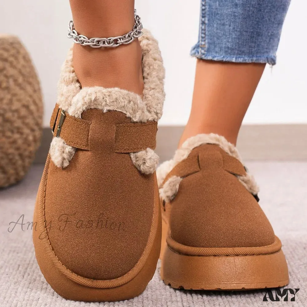 Fleece Thick Sole Outdoor Slip-On Cotton Moccasin Winter New Women's Snow Boots Shoes