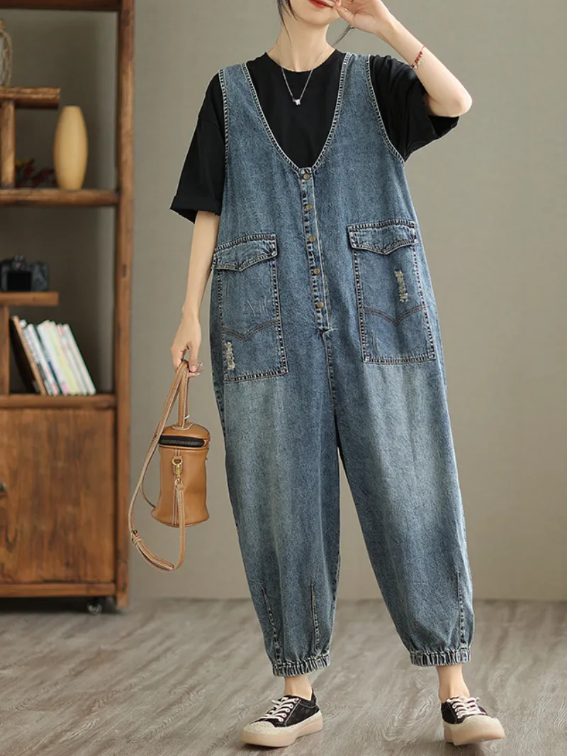 Foggy Season Denim High Waist Jumpsuit