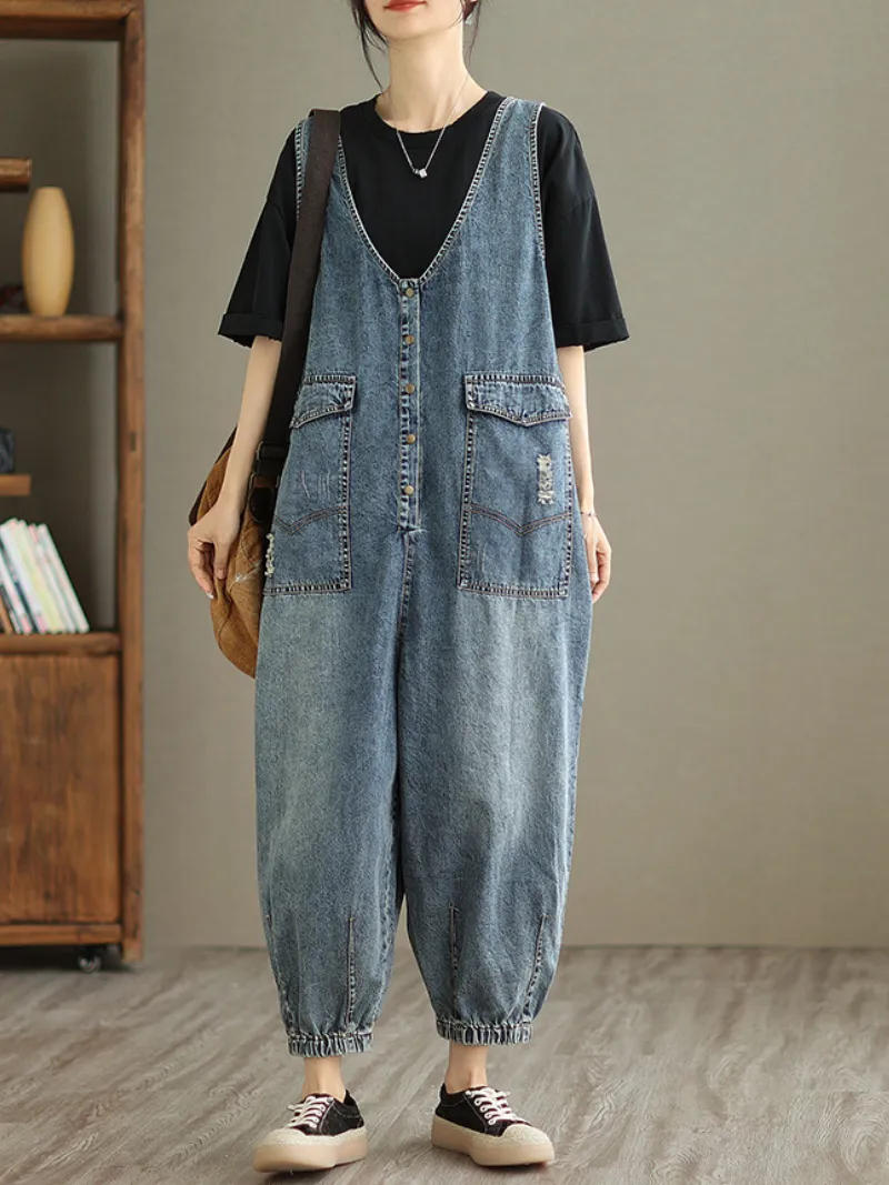 Foggy Season Denim High Waist Jumpsuit