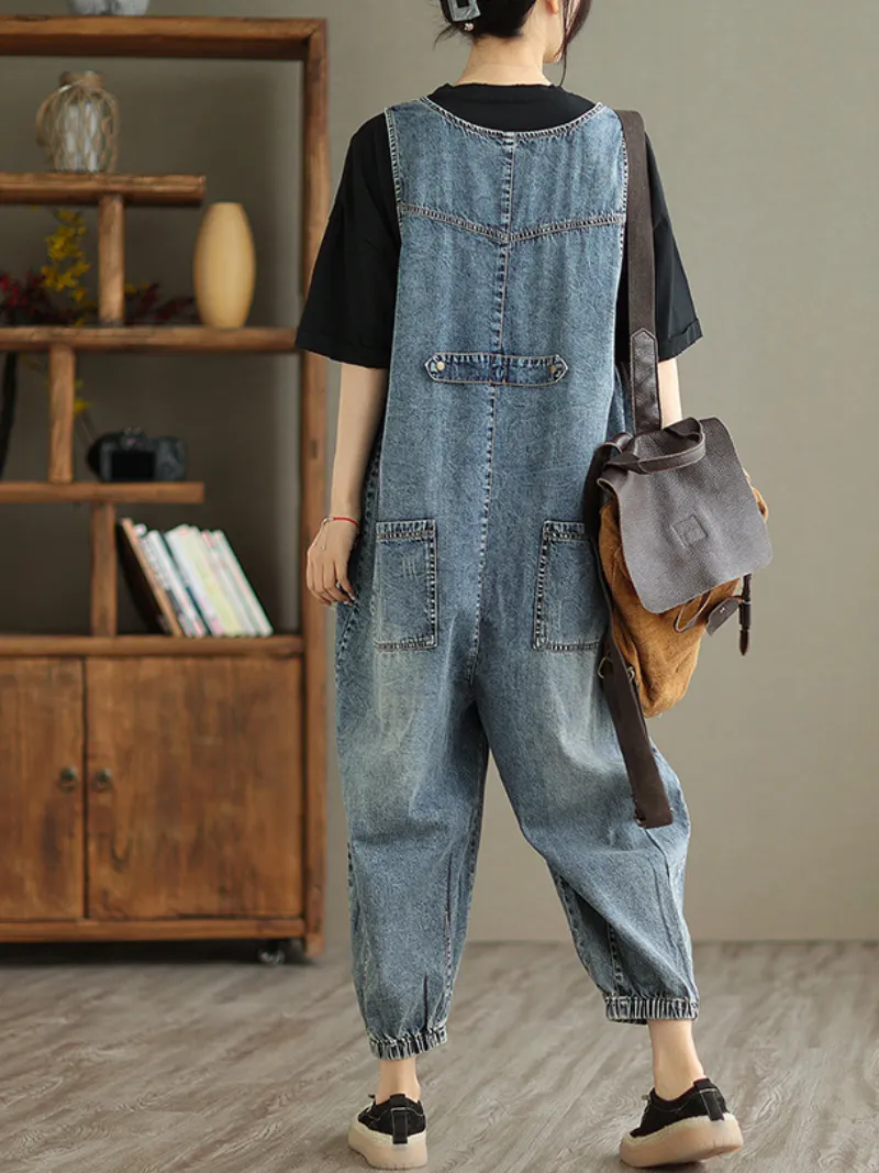 Foggy Season Women's Denim High Waist Jumpsuit