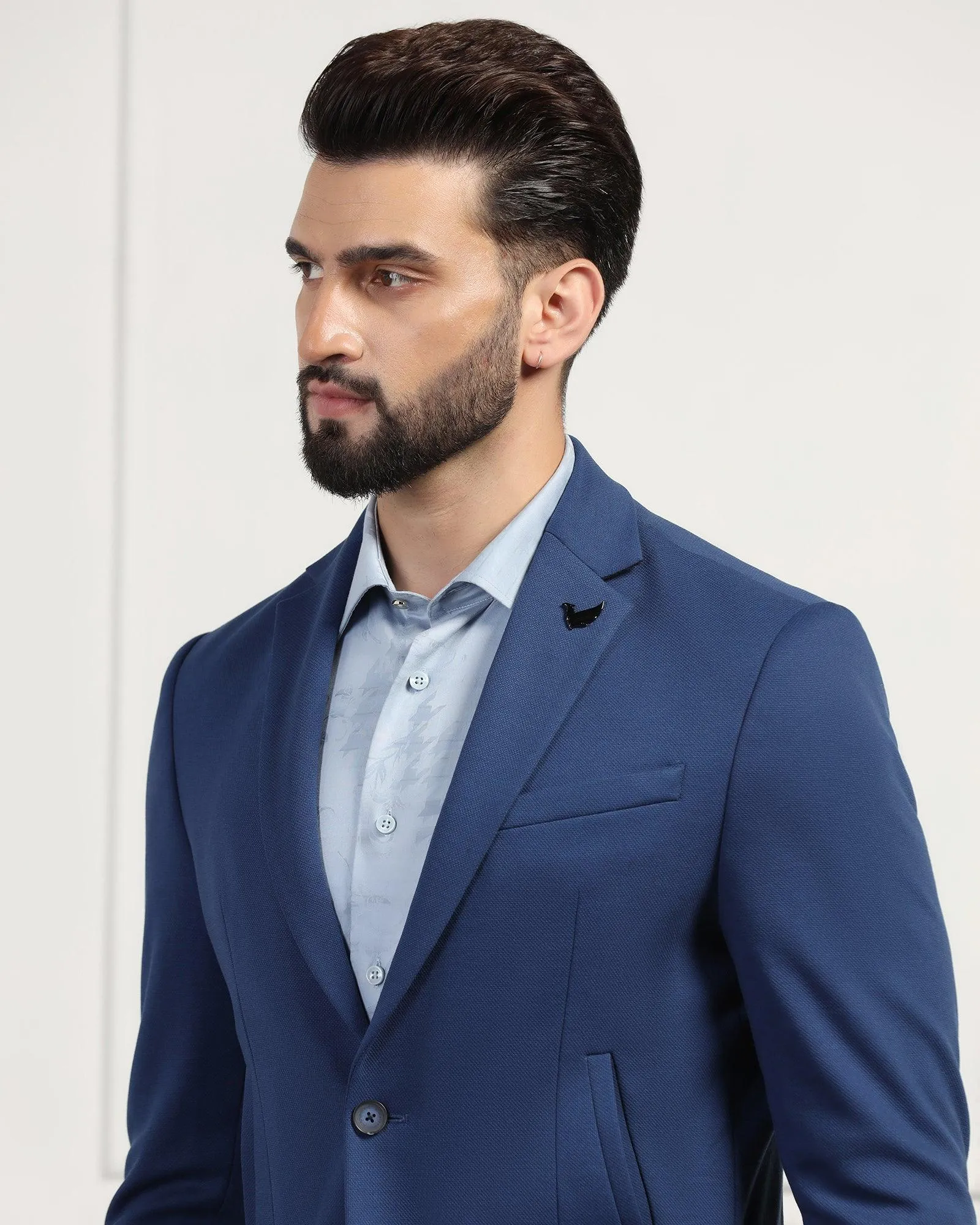 Formal Navy Textured Blazer - Elevate